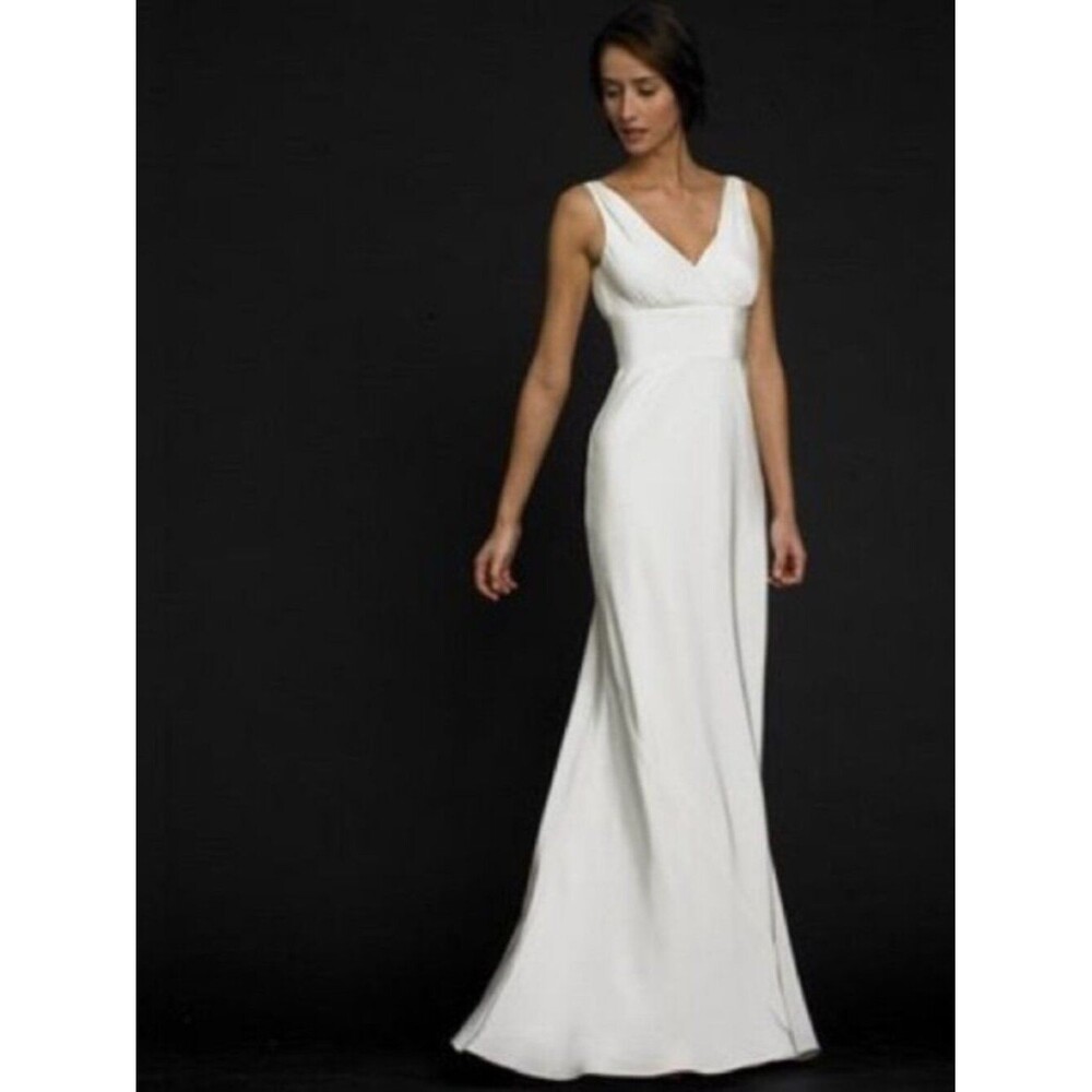 J Crew Sophia Gown in Tricotine Silk Ivory Size 6 Tall
